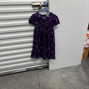 Disorderly Kids Elegant Purple Kids Dress with Floral Design Short Sleeves 5